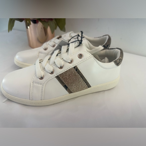 West Loop Fashion SHOES WOMEN  Sneakers White & Gold Bling - Picture 7 of 7
